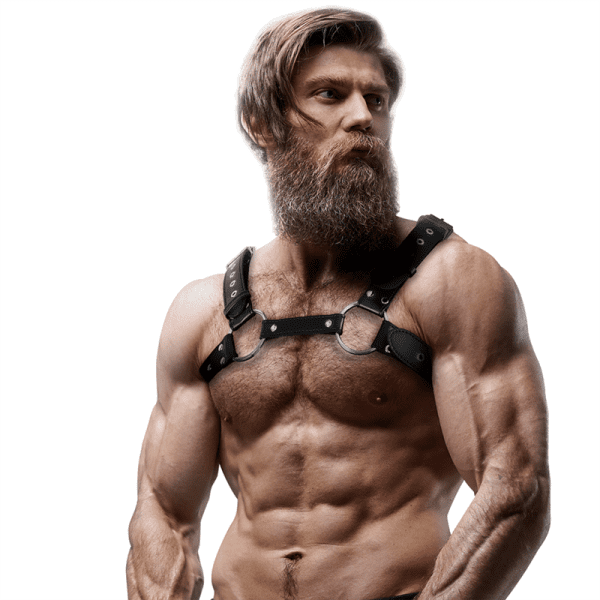 FETISH SUBMISSIVE ATTITUDE - MEN'S ECO-LEATHER CHEST HARNESS WITH STUDS 3